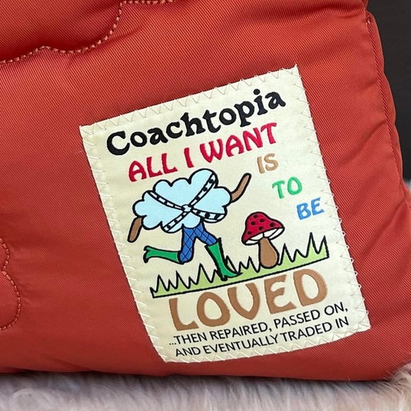 Coach Dark Orange Quilted Tote Bag - Picture 7 of 15